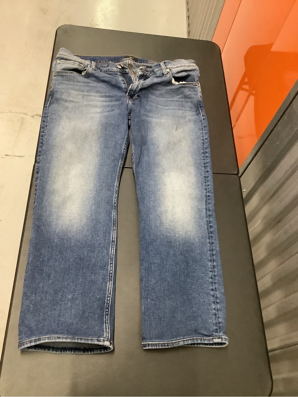 7 For All Mankind Men's Light Blue Washed Jeans